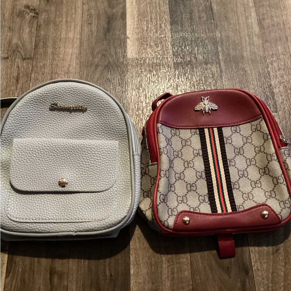 Designer Red and White Backpack Set